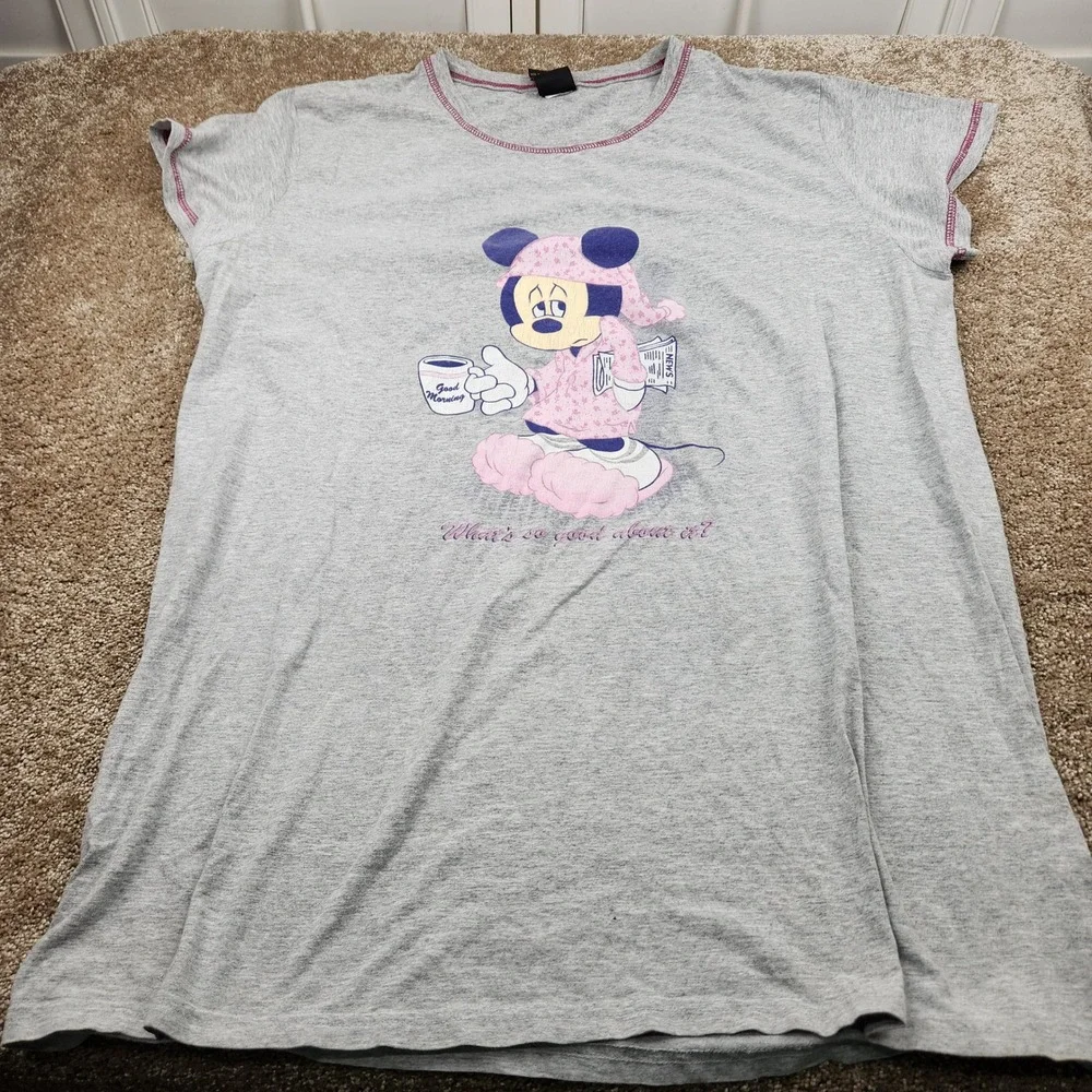 Mickey Unlimited Sleep Shirt Pajama Top Cartoon‎ Disney Grey